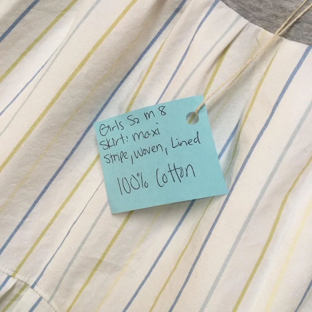 Skirt Girl 8 Maxi 100% Cotton White Stripe Lined Ruffle‎ Tier Mom and Pop's Kids